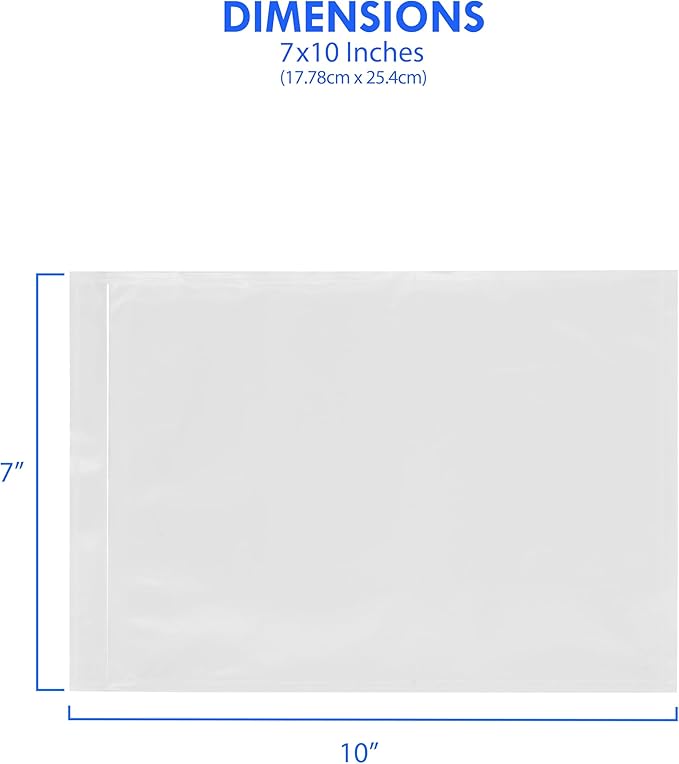 1000 Count 7" x 10" Shipping Label Envelopes, Clear Packing List Pouches with Self-Adhesive Back, Top Loading for Shipping Labels Sleeves, for Packing Slips, Labels Invoices & Paperwork. GPI