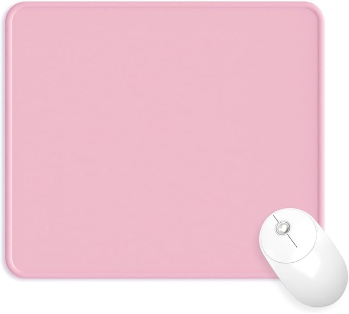 Mouse Pad with Stitched Edge, Multiple Patterns Computer Mouse Pads with Non-Slip Rubber Base, Washable Cloth Mousepad, for Gaming, Laptop, PC (Pink)