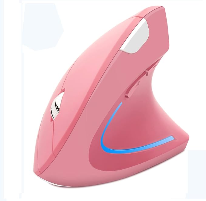 Wireless Mouse Ergonomic Vertical Mouse Ergo LED Light High Precision Optical Cordless Lightweight Mice Gift for Boy Girl Adults for PC Computer Laptop Mac Office,with Side Buttons, 800/1200/1600 DPI
