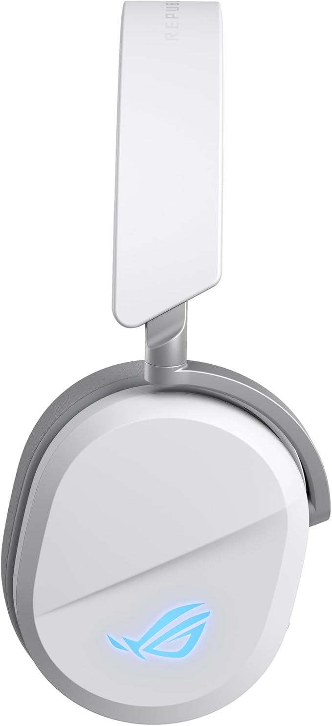 ASUS ROG Pelta Wireless Gaming Headset with Detachable Mic – Tri-Mode (BT, 2.4GHz, USB-C) 50mm Titanium-Plated Drivers, 70Hr Battery, Ergonomic, Lightweight, for PC, PS5, PS4, Switch, Mobile - White