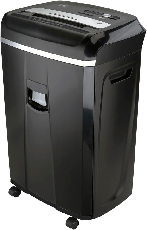 Aurora Anti-Jam 20-Sheet Crosscut CD/Paper and Credit Card Shredder, 7-Gallon pullout Basket, 60 Minutes Continuous Run Time
