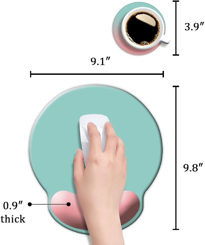 Dooke ErgoComfort Wrist Rest Mouse Pad-Ergonomic Office Mousepad with Wrist Support-Non-Slip, Design Desk Accessories Mat for Home&Game Decor Pink Green