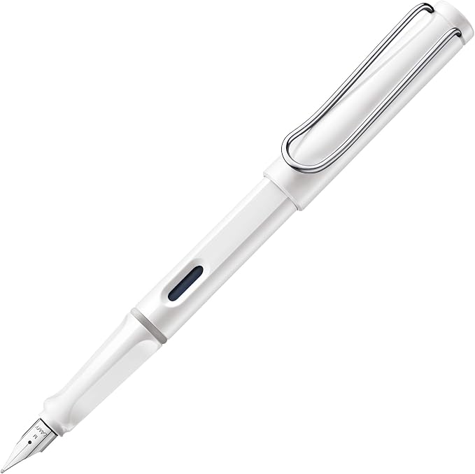 LAMY safari white - Fountain Pen with ergonomic grip & polished Left-Handed steel nib (LH) in size M - ideal for any Writing & Calligraphy - including LAMY T 10 blue cartridge