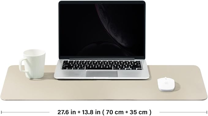 Leather Desk Mat - Non-Slip PU Desk Pad for Office and Home - Desk Organization and Accessories - Ideal for Large Mouse Pad and Desk Mats on Top of Desks (Beige,27.6"x 13.8")