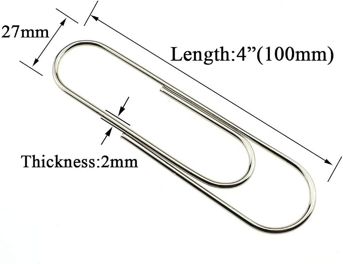 HAHIYO Paper Clips Sturdy 4 inches Length 14 Pack Paperclips Heavy Duty Tight Grip Rust Proof Reusable Metal Bright Silver for Home Office School