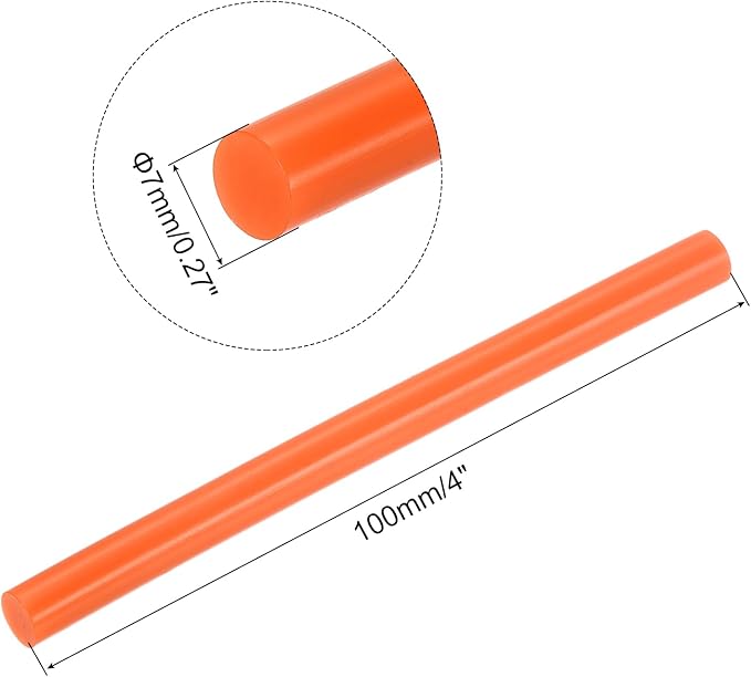 uxcell 20pcs Hot Glue Sticks for Glue Gun 7mm/0.27-inch x 4-inch Mini Hot Melt Adhesive Glue Stick Bright Orange
