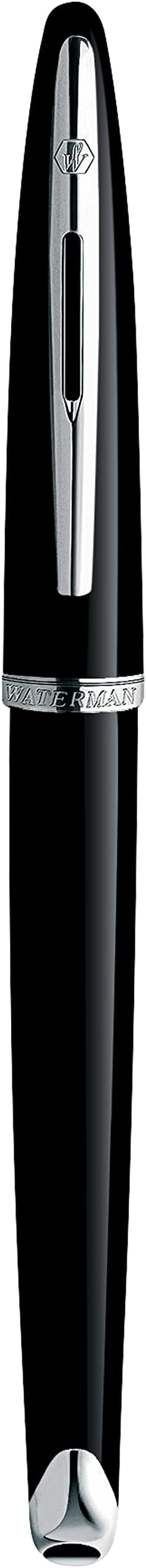 Waterman Duofold Centennial Fountain Pen, Classic Black with Gold Trim, Medium Solid Gold Nib, Black Ink and Convertor, Premium Gift Box