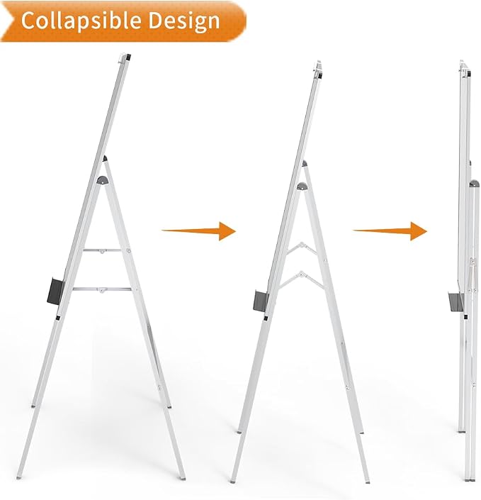 VIZ-PRO Easel Whiteboard, 36 x 24 Inches, Magnetic H-Stand Dry Erase Board | Height Adjustable, 3' x 2', Foldable, Portable Flip Chart Stand for Classroom, Office and Home