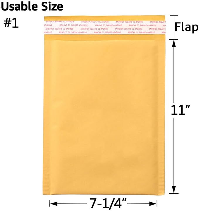 Kraft Bubble Mailers [200 Pack] Mailing Packing Envelopes #1 (7.25" x 11")