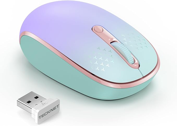 TECKNET Compact Ambidextrous Wireless Mouse for Laptop | 2.4G Quiet Computer Mouse with USB Receiver, 3 Adjustable DPI Portable Cordless Mice for Chromebook, Laptop, PC, Mac