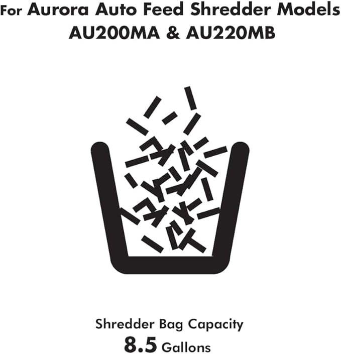 Aurora SB50 Shredder Bags, Design for Aurora AU200MA and AU220MB auto feed shredders, Hold up to 8.5 Gallon of shredded materials, 1 Roll of 50 Bags