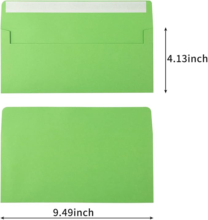 50 Pack Colorful #10 Business Envelopes Self Seal Letter Envelope | Standard Size, 4.13 x 9.49 Inches, For Office Checks, Letter Mailing, Invoices