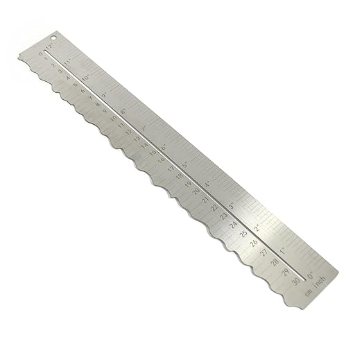 Stainless Steel Metal Paper Tearing Ruler Craft Ruler for Cutting Paper to Wavy Line Jagged and Irregular Edges 12'' Measuring Tool for Engineering School Office Architect and Drawing