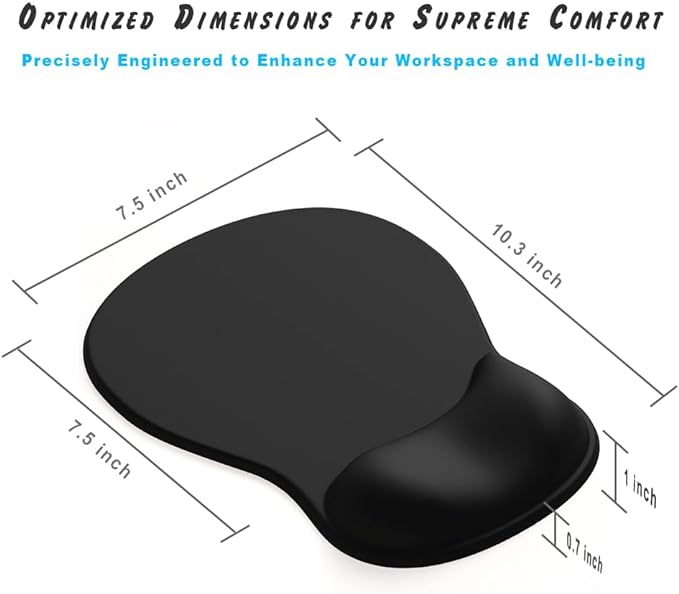 ErgoComfort Gel Wrist Rest Mouse Pad-Ergonomic Office Mousepad with Wrist Support-Non-Slip, Design Desk Accessories Mat for Home&Game Decor (09Black Set)