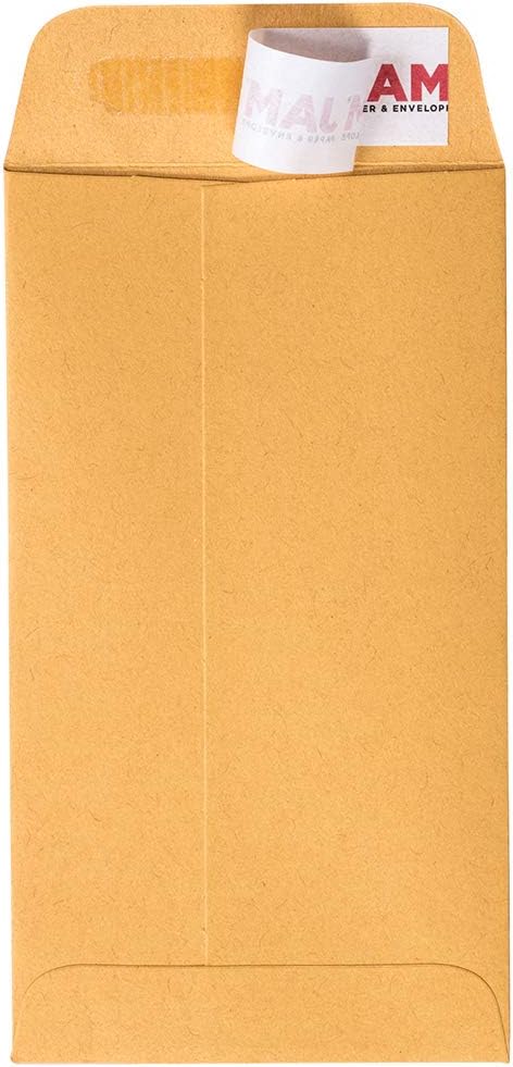 JAM PAPER #6 Coin Business Envelopes with Peel and Seal Closure - 3 3/8 x 6 - Brown Kraft Manila - 50/Pack