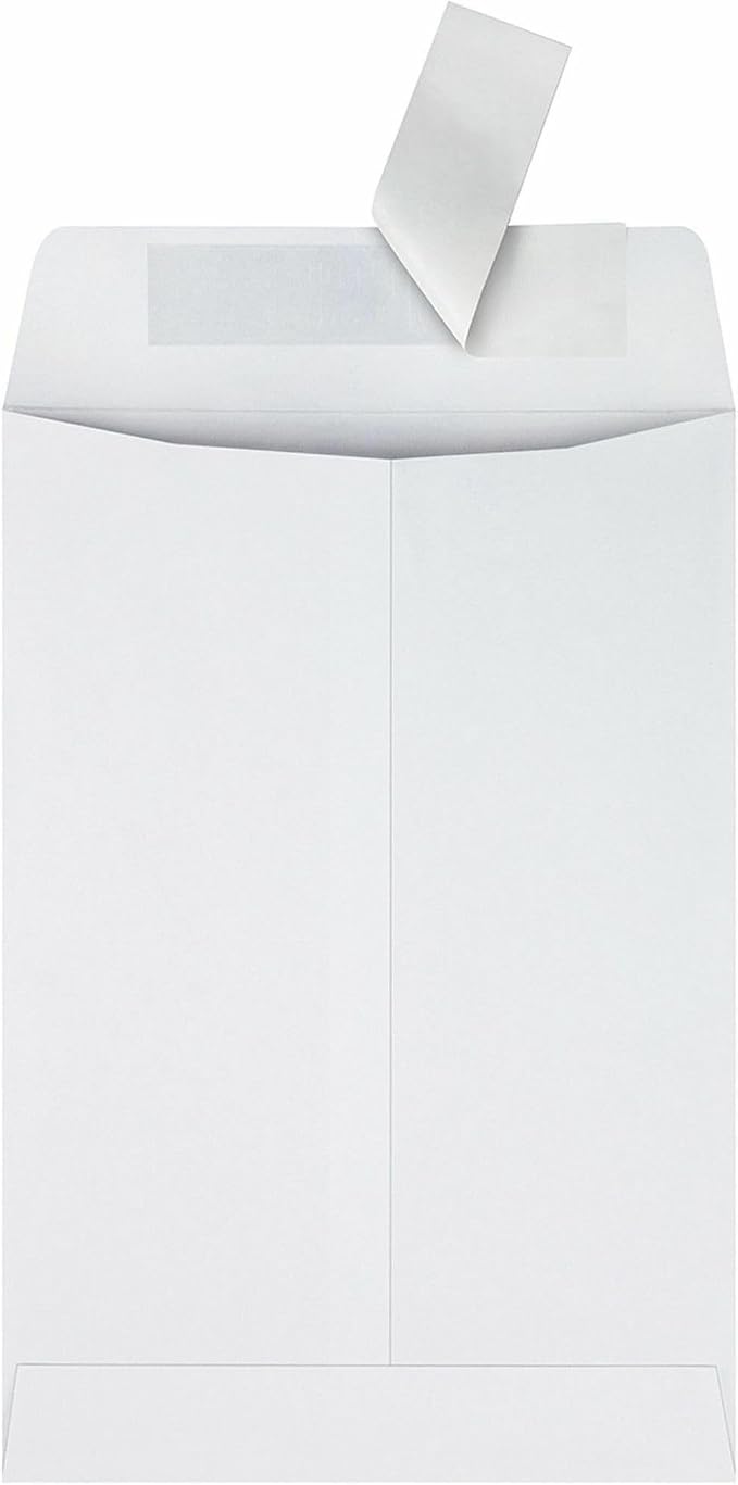 Quality Park 6-1/2 x 9-1/2 Catalog Mailing Envelopes, Redi-Strip Self Seal Closure, 28 lb White Wove Paper, 100 per Box (QUA44334)