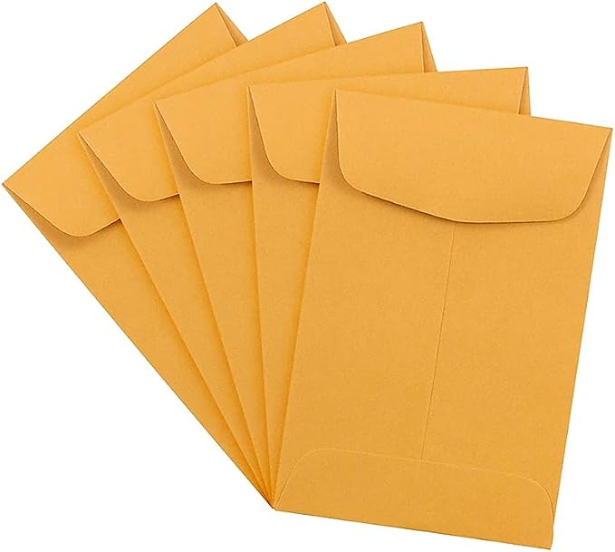 JAM PAPER #4 Coin Business Commercial Envelopes - 3 x 4 1/2 - Brown Kraft Manila - 100/Pack