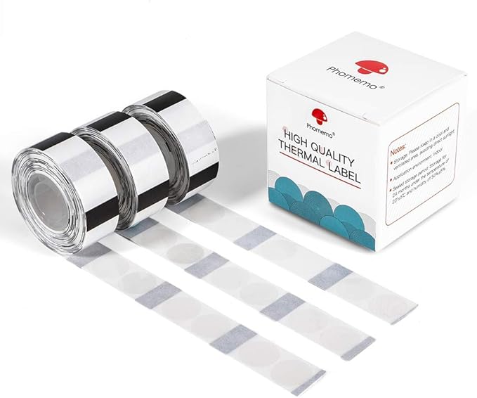 Phomemo D30 Labels,Transparent Circle 1/2" X 1" (14mm X 28mm),Adhesive Label Paper, 220 Labels/Roll,3 Roll, Compatible with Phomemo D30 Portable Bluetooth Label Maker