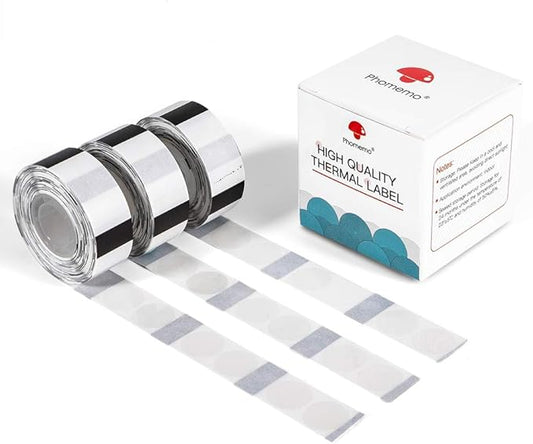 Phomemo D30 Labels,Transparent Circle 1/2" X 1" (14mm X 28mm),Adhesive Label Paper, 220 Labels/Roll,3 Roll, Compatible with Phomemo D30 Portable Bluetooth Label Maker
