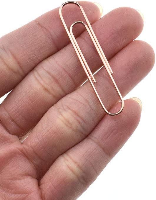 HAHIYO Paper Clips Large Sturdy 2 inches Length 70 Pack Paperclips Heavy Duty Tight Grip Rust Proof Reusable Metal Bright Rose Gold for Home Office School