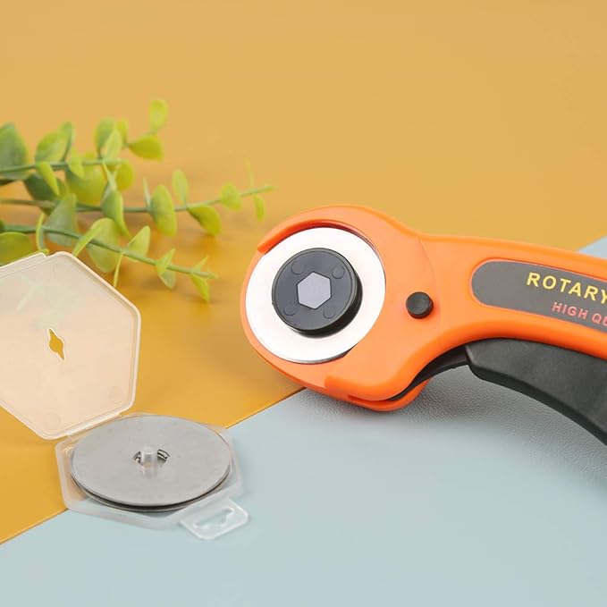 Rotary Cutter, Rotary Fabric Cutter with Safety Lock, Included Extra 10 Pack 45mm Blades, Rotary Cutter Tool for Quilting Sewing Arts Crafts