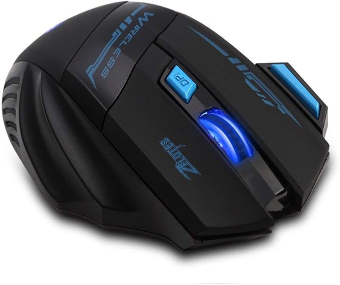 zelotes Wireless Gaming Mouse, 4000 DPI, 7 Buttons, 2.4GHz with USB Receiver, Energy Saving, LED, Ergonomic Cordless Mouse for Office/Gamer, Compatible with Laptop/PC (Black)