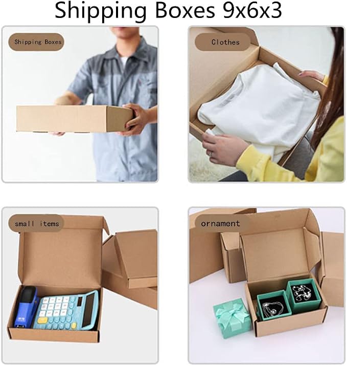 9x6x3 inch Shipping Boxes Pack of 25, Brown Corrugated Cardboard Mailer Box | Kraft Mailer Box for Packaging and Shipping Small Business, DIY Cardboard Mailing Box for Birthday Wedding Party Gift Giving
