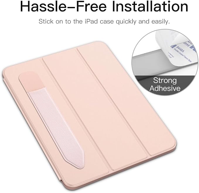 MoKo Adhesive Pencil Case Holder Sticker for Apple Pencil, 2Pcs Rose Gold | Elastic Pencil Pocket Pouch, Adhesive Sleeve, Attached to iPad Case, For Pro/USB-C/1st/2nd Gen and Similarly Stylus Pens