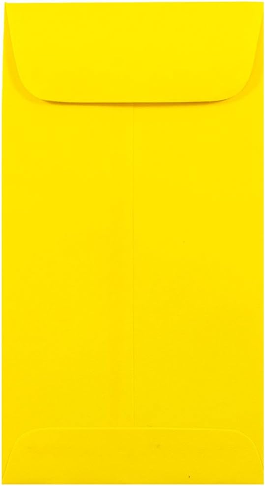 JAM PAPER #7 Coin Business Colored Envelopes - 3 1/2 x 6 1/2 - Yellow Recycled - 50/Pack