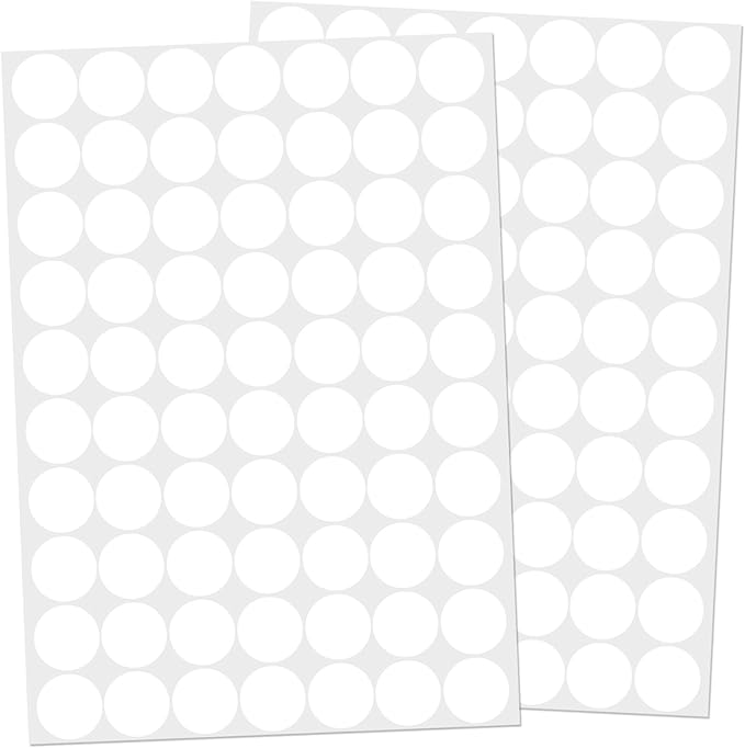 1400 Pcs White Dot Stickers 3/4" Round Color Coding Label Circle Stickers Colored Dots for Office,Classroom,Papers Etc
