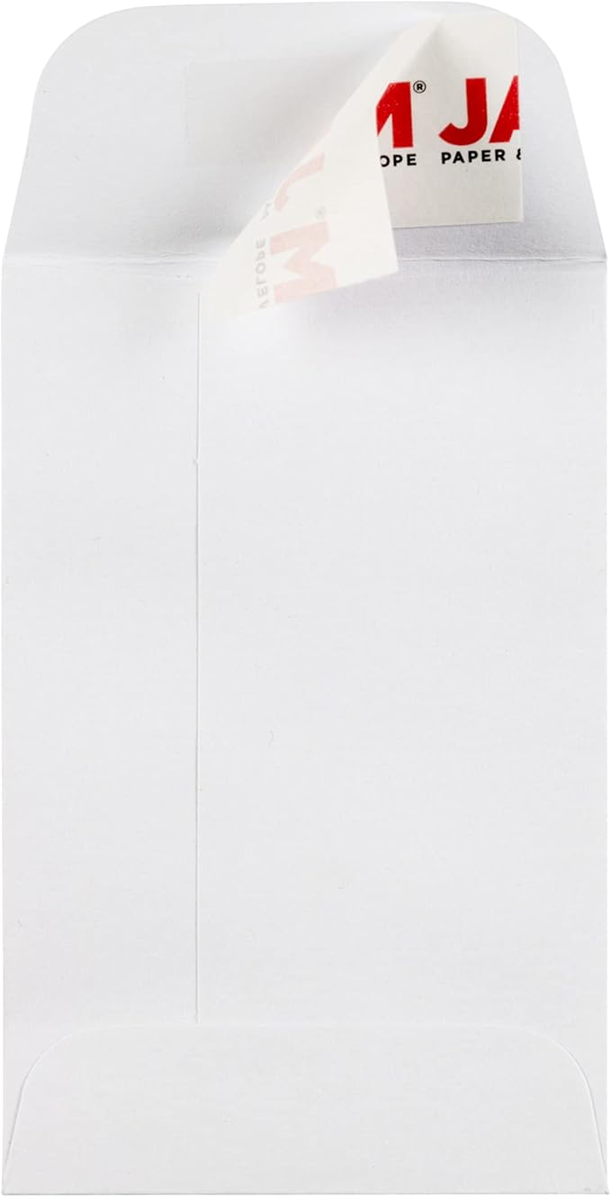 JAM PAPER #1 Coin Business Envelopes with Peel and Seal Closure - 2 1/4 x 3 1/2 - White - 100/Pack