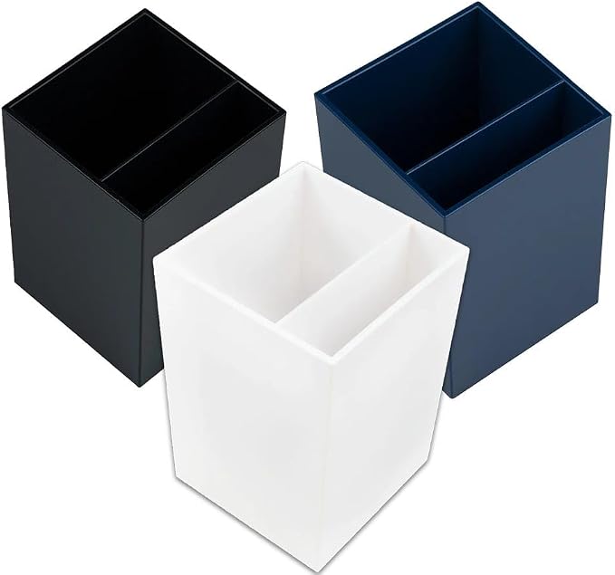 JAM PAPER Plastic Pen Holders - Business Assortment Desktop Pencil Cups - 3/Pack
