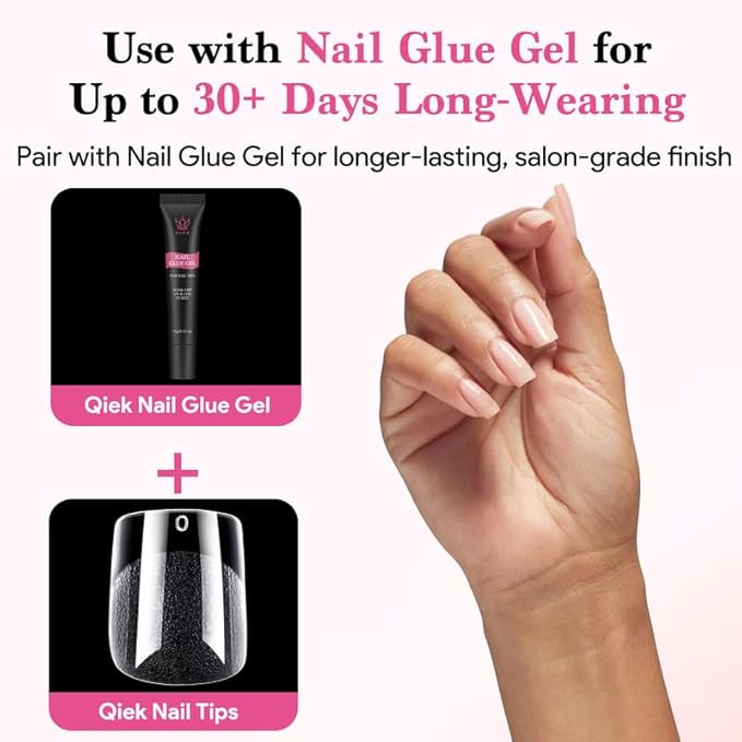 Extra Short Square False Nail Tips, 15 Sizes 510 PCS Clear French Press On Fake Nail Pre-shaped Half Matte Full Cover Gel Nail Tip Extensions Thick Long Lasting for DIY Beginners & Salon Manicure