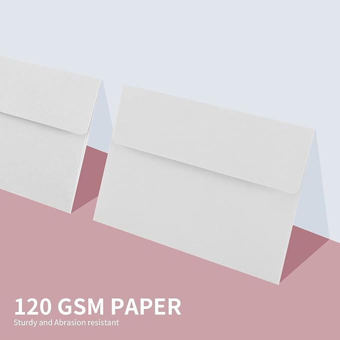 Granhoolm 100 Pack Envelopes - 5x7 for Invitations & Greeting Cards - Peel & Press, Ideal for Weddings (White)