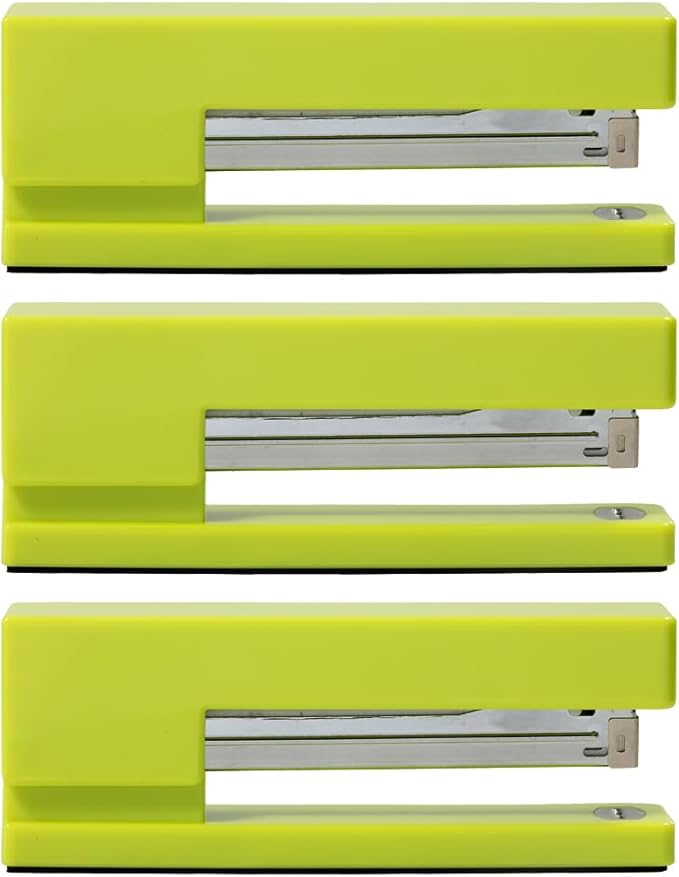 JAM PAPER Modern Desk Stapler - Lime Green - 3/Pack