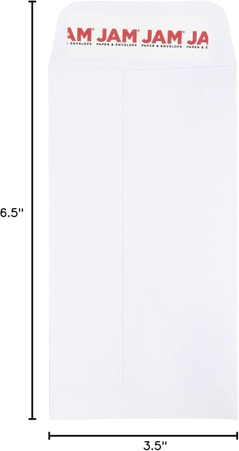 JAM PAPER #7 Coin Business Envelopes with Peel and Seal Closure - 3 1/2 x 6 1/2 - White - 100/Pack