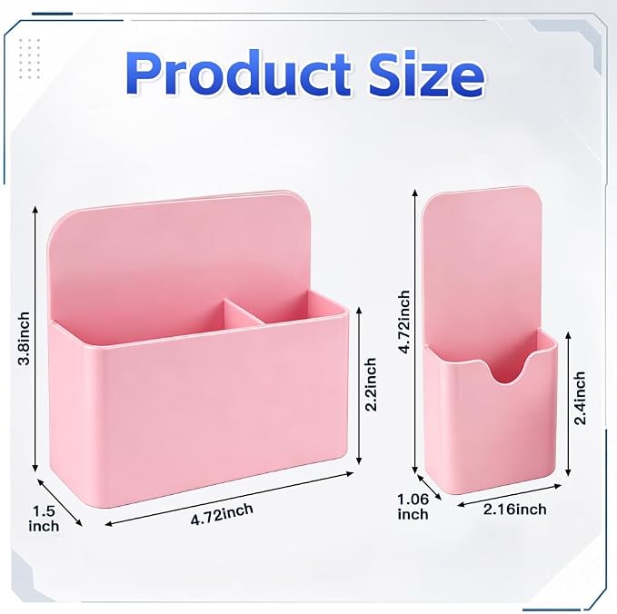 Magnetic Pen Holder, 2 Pack Magnetic Dry Erase Marker Holder with Compartments, Magnetic Marker Holder Pen Pencil Organizer for Whiteboard, Refrigerator, Classroom, Locker Accessories, Light Pink
