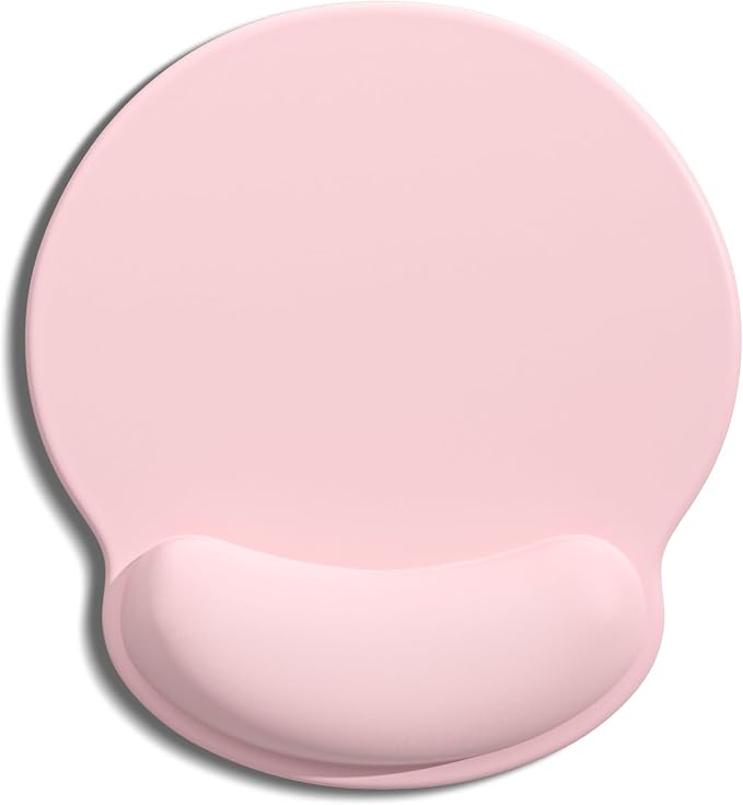 Auhoahsil Ergonomic Mouse Pad with Wrist Rest, Comfortable Silicone Non-Slip Computer Pain Relief Gel Mouse Mat with Wrist Support for Gaming, Work, Office, Women & Men, Cute Pattern, Light Pink