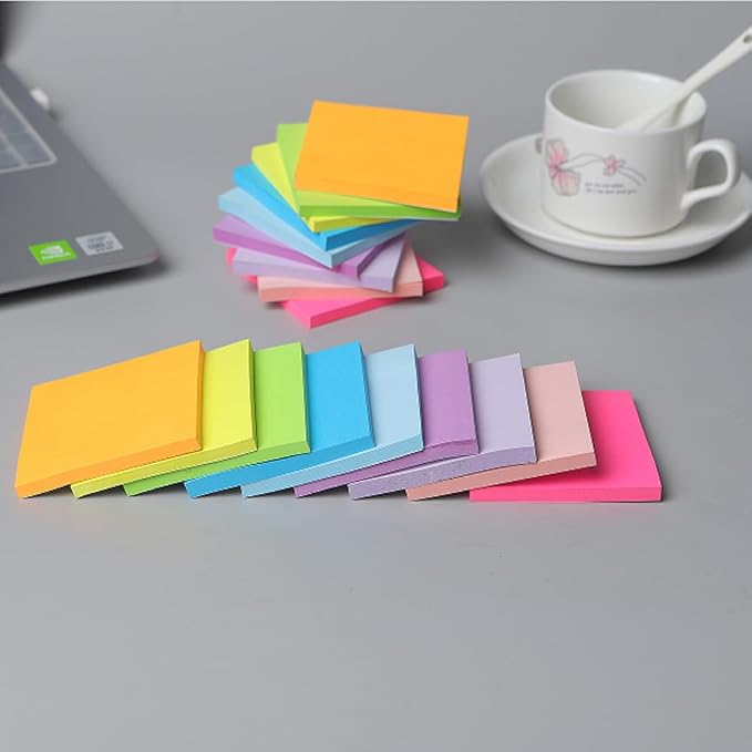 Sticky Notes 3x3 Inches, 9 Color,18 Pads/Pack,1008 Sheets, Self-Stick Note Pads, 56Sheets/pad Notebook,Use for School,Home, Office, Notebook (Bright Color)