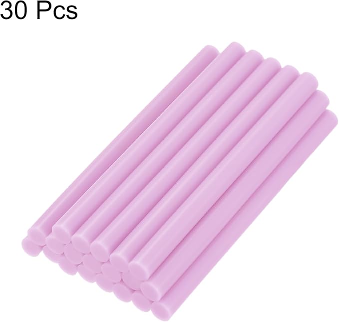 uxcell 30pcs Mini Hot Glue Gun Sticks 4-inch x 0.27-inch High Sticky Small Hot Glue Sticks for Glue Gun, Bright Pink