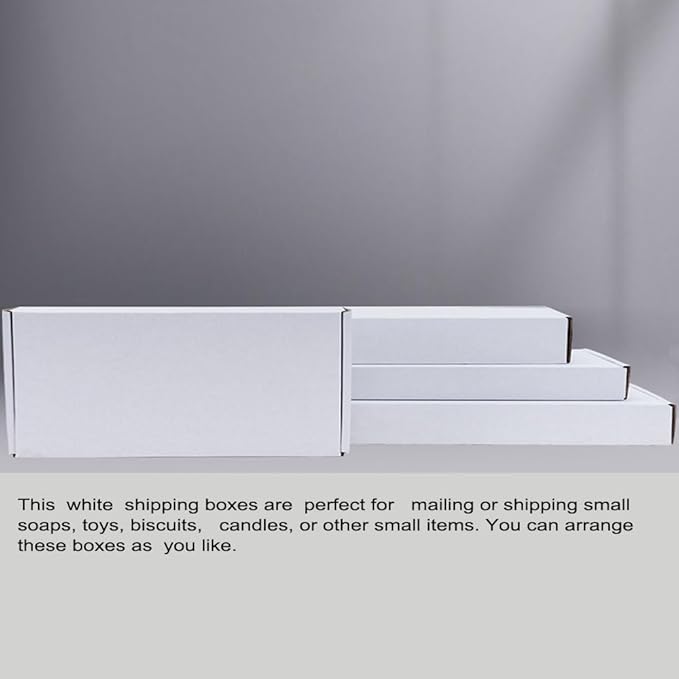 8x4x1 inch Small White Shipping Boxes 50 Pack, Corrugated Cardboard Mailer Boxes Bulk for Packaging Business Mailing Gift，Mini Mailer Boxes for Packaging Supplies Business Present