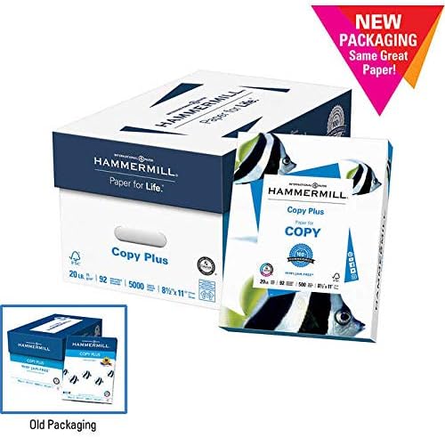 Hammermill Copy Plus Copy Paper, 8.5"x11" Letter, 20lb, 92 Bright, 5000 Sheets