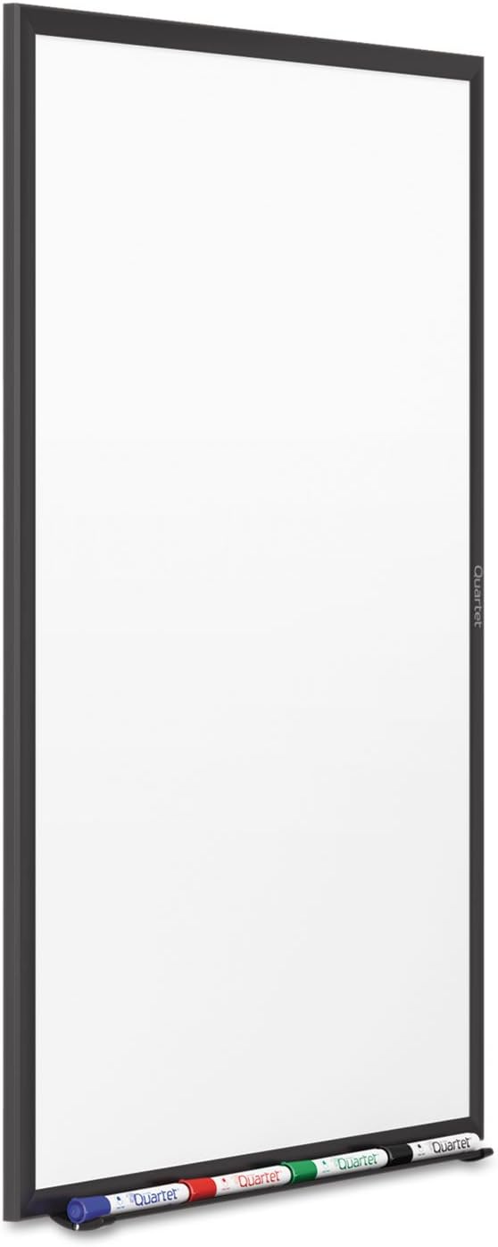Quartet Magnetic Dry Erase White Board, 24"W x 18"H Whiteboard, Nano-Clean Surface Resists Ink Stains, Black Aluminum Frame (SM531B)