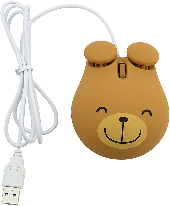 Sokelinn-six Wired Cute Mouse, USB Wired Mause for Kids with Lovely Cartoon Shaped, 1600PDI 3 Buttons Ergonomic Mini Mice for PC Laptop Desktop (Brown Bear)