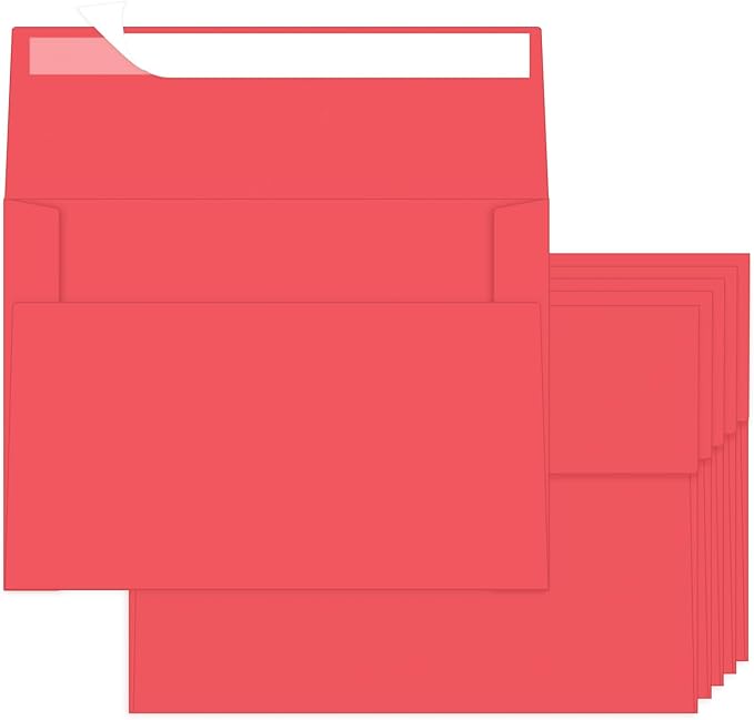 A2 Envelopes Red 100 Pack 4.375x5.75 Invitation Envelopes Self Seal for Wedding Birthday Party Baby Shower Thank You Notes, Greeting Cards (red)
