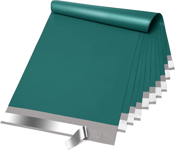 Fuxury Poly Mailers 10x13 Inch 50 Pcs, Waterproof Shipping Bags for Clothing, Strong Adhesive Shipping Envelopes for Small Business, Self Seal Mailers Poly Bags Mailing Envelopes Forest Green