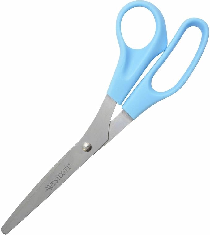 Westcott 8" All Purpose Value Stainless Steel Straight Scissors, Blue (13151)