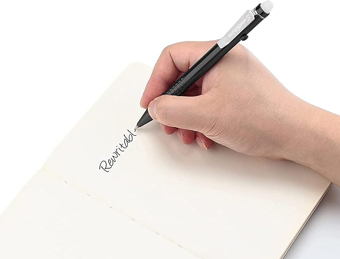 SMOOTHERPRO Bolt Action Pen, Stainless Steel Erasable Ballpiont Pen Compatible with Pilot FriXion Refill, EDC Pen for Writing, Black (SSF020S)