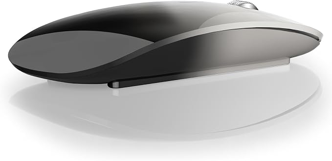 TENMOS M18 Bluetooth Mouse, USB C Rechargeable Wireless Mouse, Grey&Black | Tri-Mode BT5.1/5.0+2.4G, Silent, Portable, Battery Level Visible, USB Receiver,Type C Adapter, for Laptop/Macbook/iPad/PC