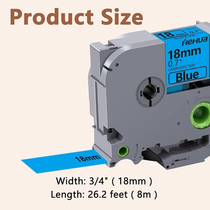 Hehua TZ541 3PK Compatible for Brother 18mm Label Maker Tape Black on Blue | 3/4 inch;3/4';0.7';0.7 inch;TZe 541;Black on Blue；18mm Label